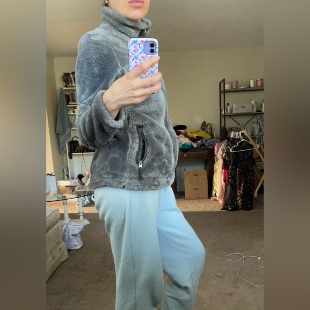 Grey Fleece Zipper Jacket